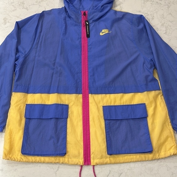 90’s Y2K Nike Full Zip Windbreaker Blue Yellow Pink Jacket Womens Size 2X - Picture 3 of 16